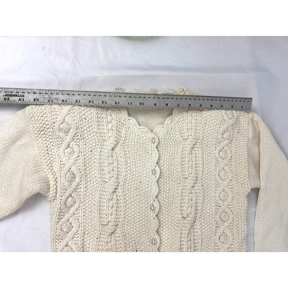 Vintage New Lauren Grey Cable Knit Sweater Cardigan Pearl Buttons SMALL - Picture 7 of 16